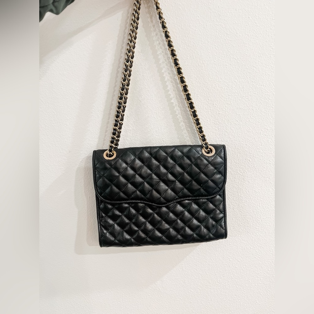 Rebecca Minkoff - Quilted Black Leather gold chain Shoulder Bag / Crossbody Bag
